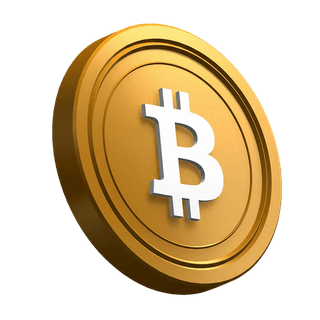 Moeda Bitcoin (BTC) em ângulo no layout da seção principal